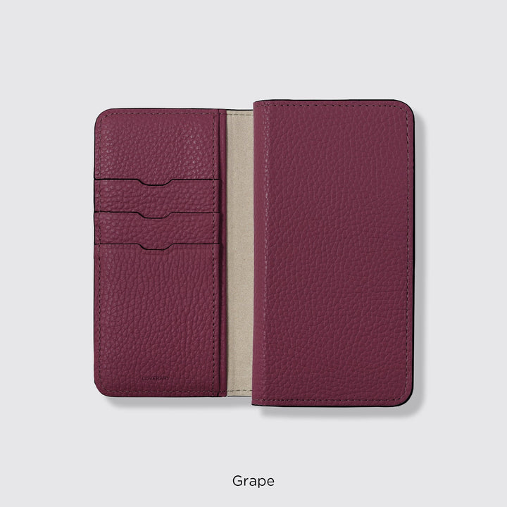 Étui en cuir véritable compatible MagSafe pour téléphone, format portefeuille, compatible avec tous les modèles, 32 couleurs, cuir italien grainé, série Xperia