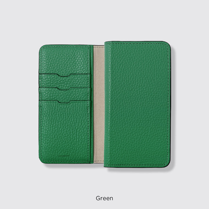 Étui pour téléphone compatible MagSafe, étui portefeuille en cuir véritable, compatible avec tous les modèles, 32 couleurs, cuir italien grainé, série iPhone