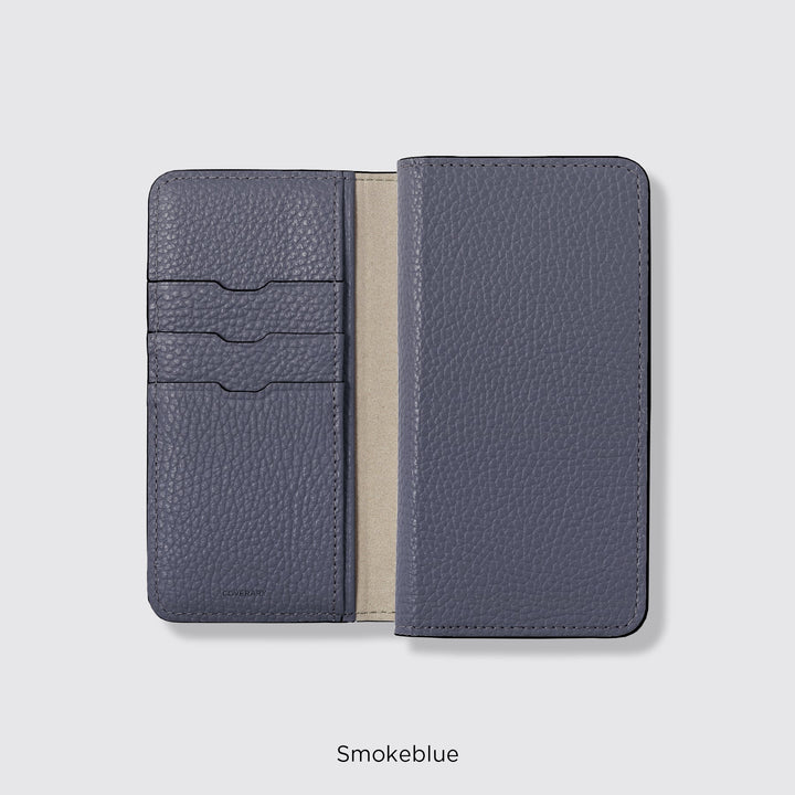 Étui pour téléphone compatible MagSafe, en cuir véritable, type portefeuille, compatible avec tous les modèles, 32 couleurs, cuir italien grainé, série Galaxy