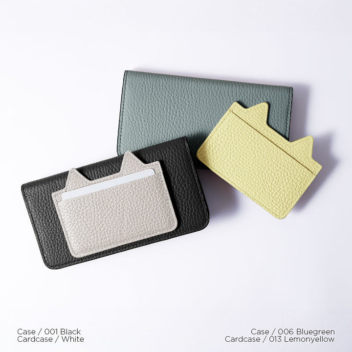 Genuine leather 32 colors Italian shrink leather Cat-shaped pocket with notebook-style case AQUOS series