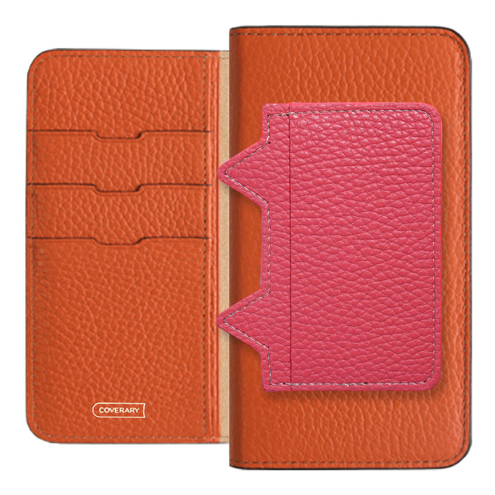 Genuine leather 32 colors Italian shrink leather Cat-shaped pocket with notebook-style case Galaxy series