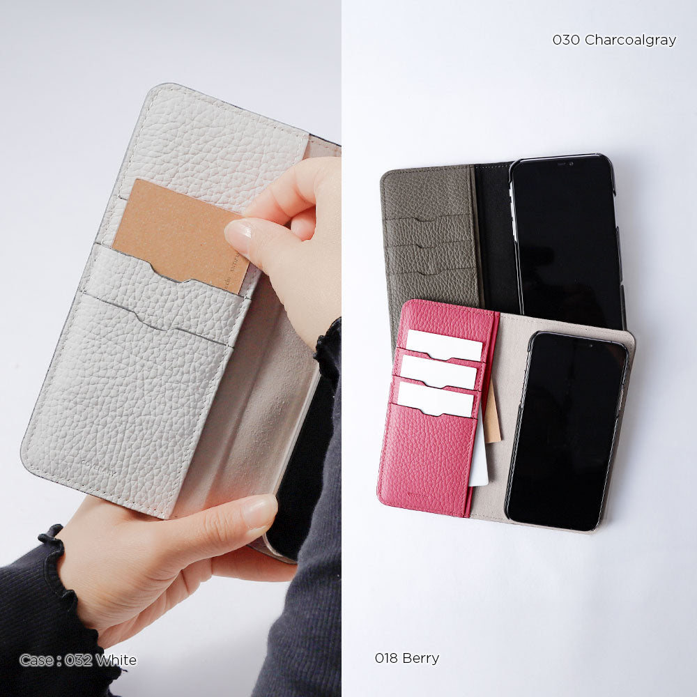Genuine leather 32 colors Italian shrink leather Cat-shaped pocket with notebook-style case AQUOS series