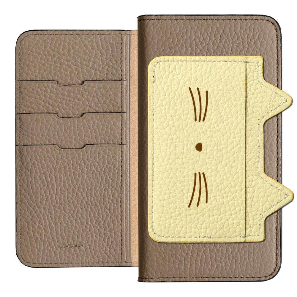 Étui portefeuille en cuir véritable italien grainé 32 couleurs avec poche oreilles de chat et impression visage pour la série AQUOS