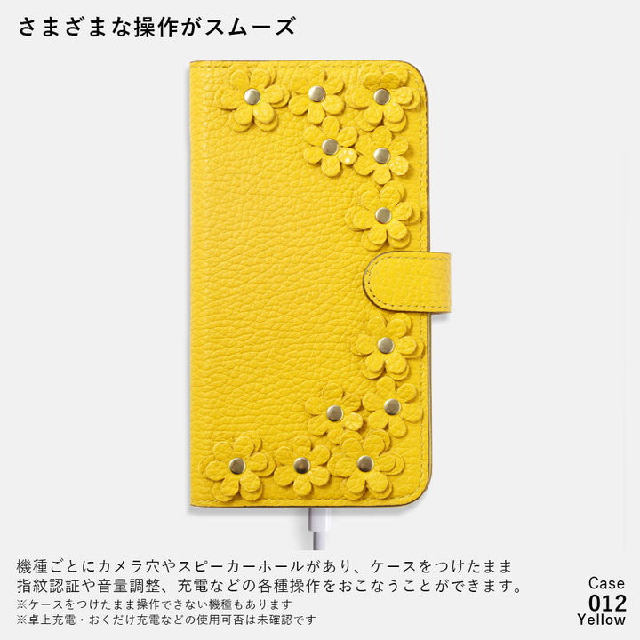 Genuine leather 32 colors Italian shrink leather flower motif notebook-style case (with belt) Xperia series