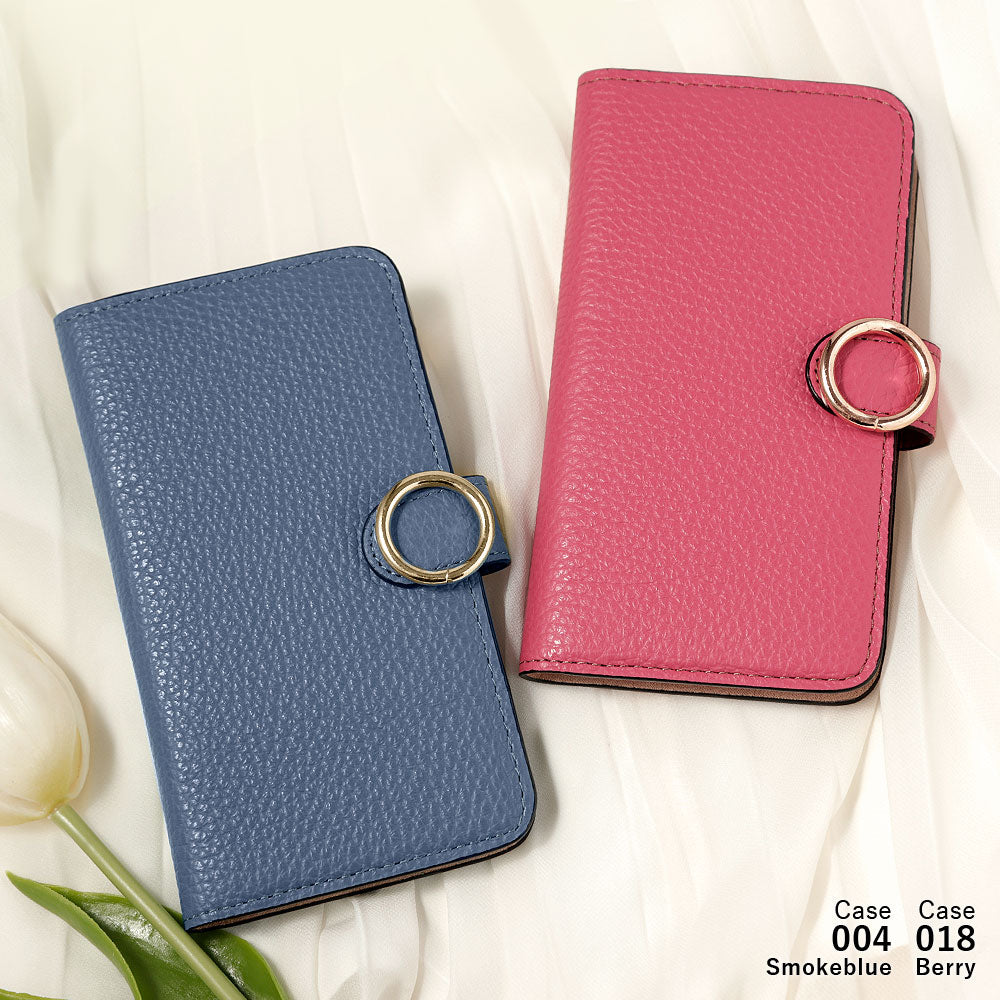 Cuir véritable 32 couleurs cuir italien grainé étui portefeuille avec anneau doré pour cartes (avec ceinture) série Xperia