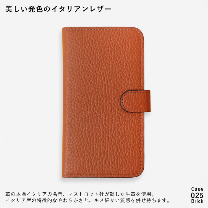 Genuine leather 32 colors Italian shrink leather round stone deco notebook-style case (with belt)