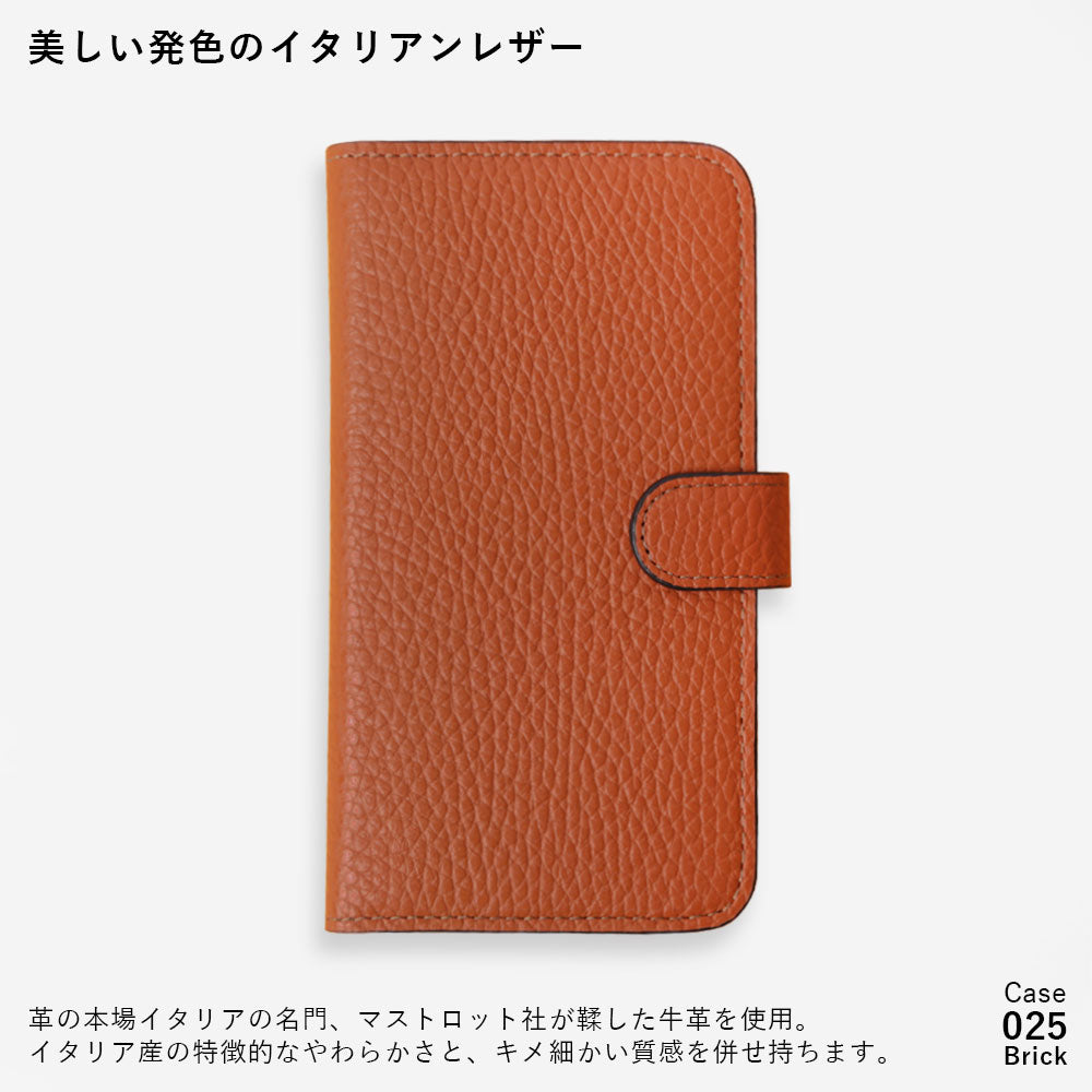 本革 32色 イタリアンシュリンクレザー ラウンドストーンデコ 手帳型ケース（ベルトあり）Xperiaシリーズ