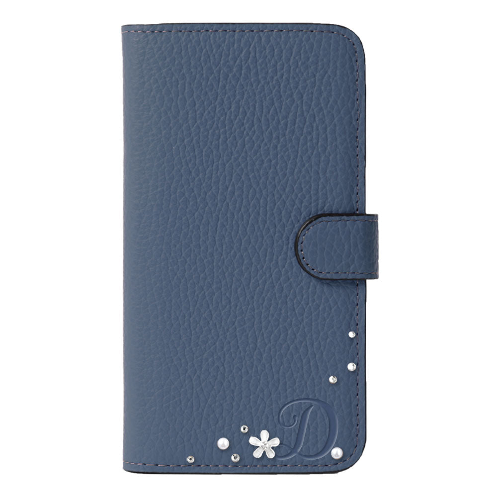 Genuine leather 32 colors Italian shrink leather Initial flower decoration notebook-style case (with belt) Google Pixel series