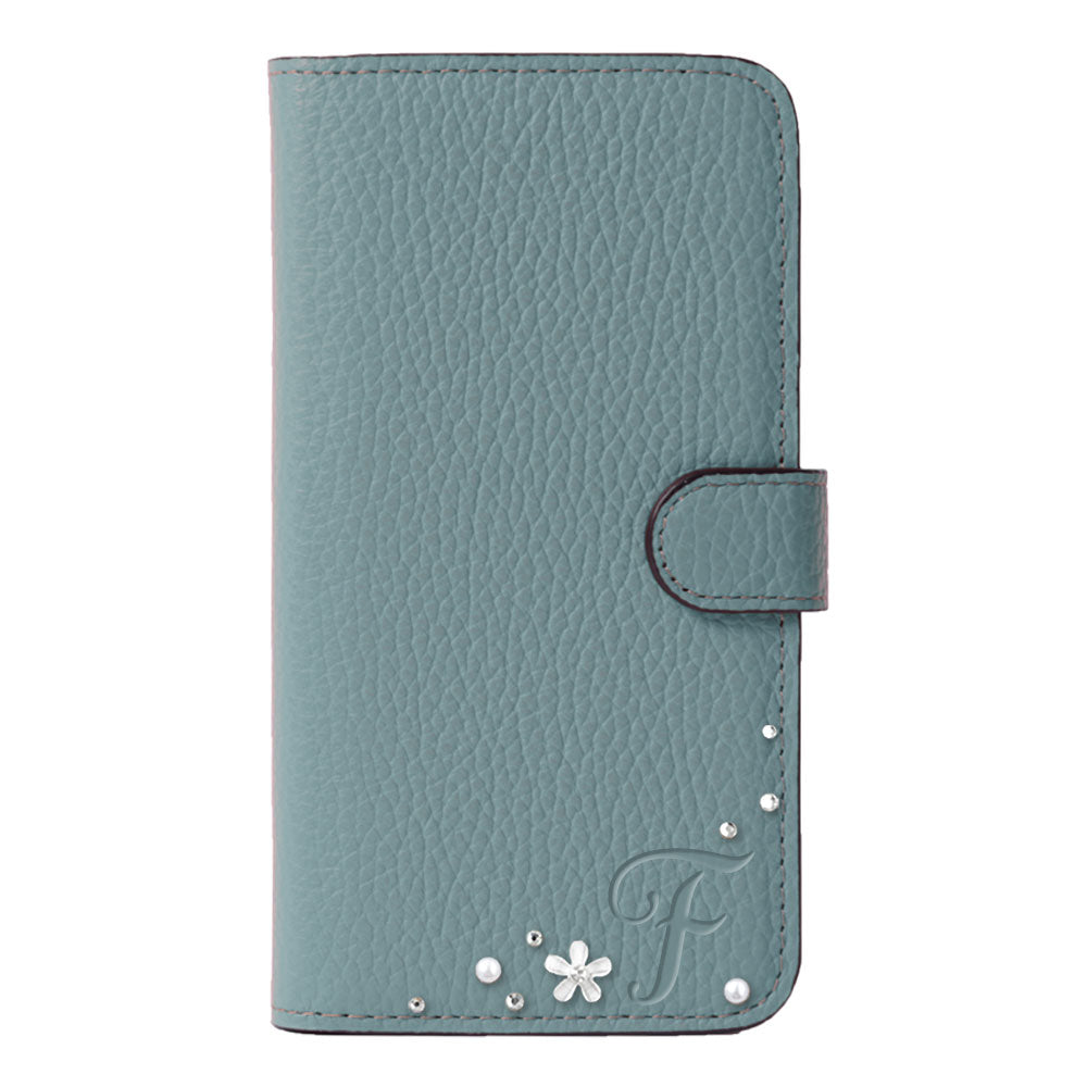 Genuine leather 32 colors Italian shrink leather Initial flower decoration notebook-style case (with belt) Google Pixel series