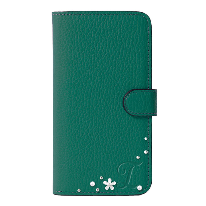 Genuine leather 32 colors Italian shrink leather Initial flower decoration notebook-style case (with belt) Google Pixel series