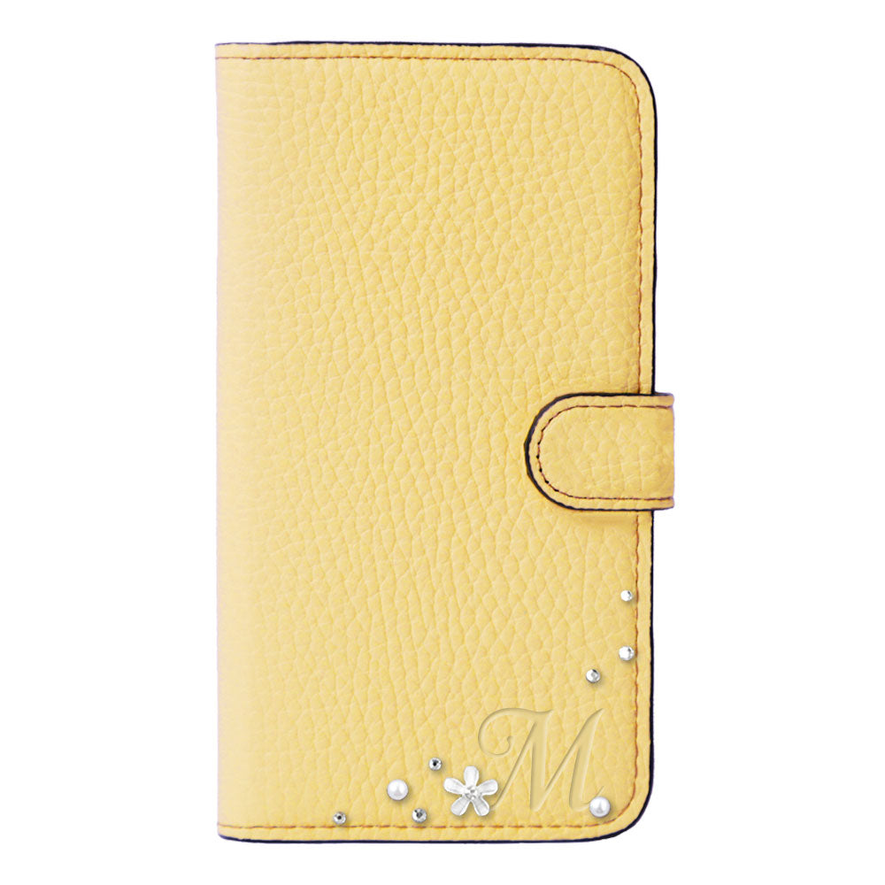 Genuine leather 32 colors Italian shrink leather Initial flower decoration notebook-style case (with belt) Google Pixel series