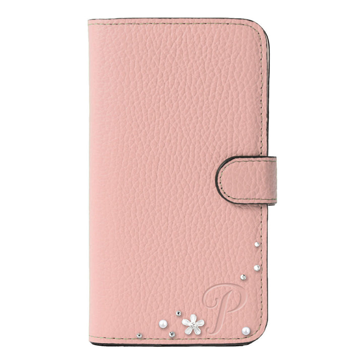 Genuine leather 32 colors Italian shrink leather Initial flower decoration notebook-style case (with belt) Google Pixel series
