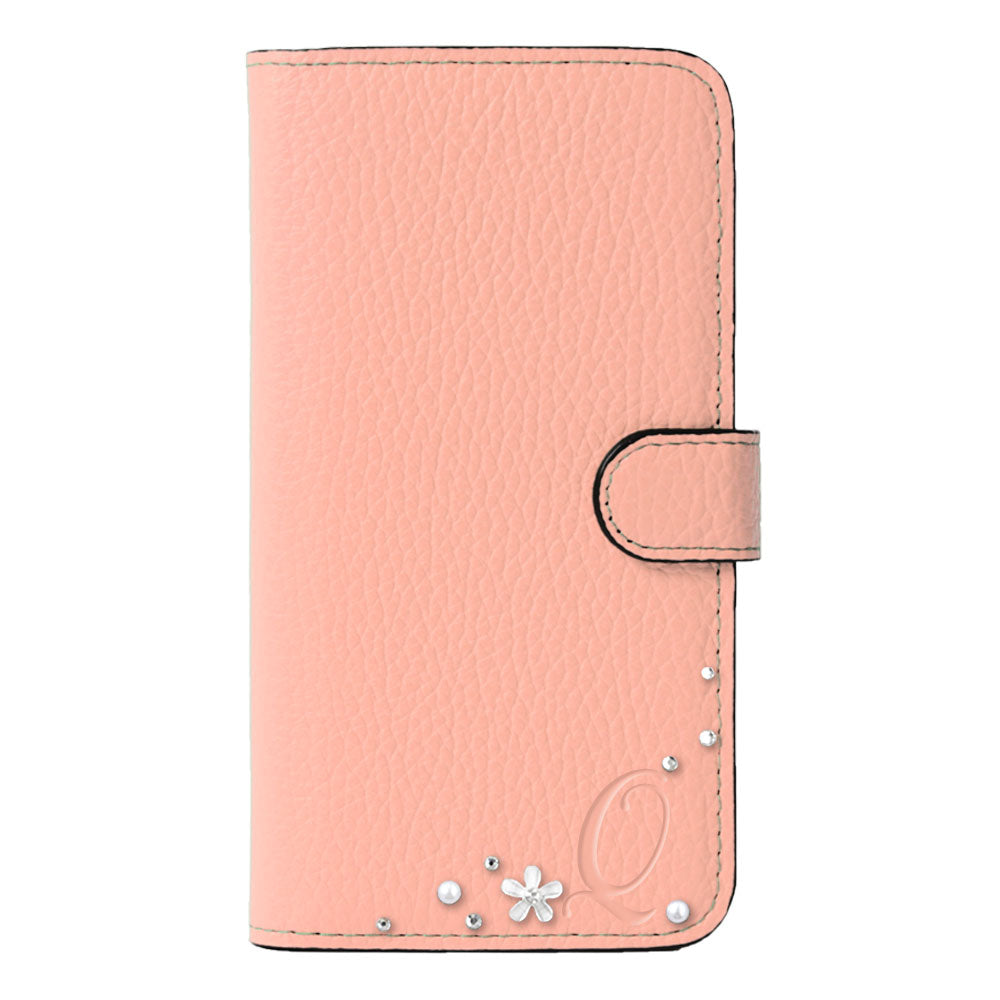 Genuine leather 32 colors Italian shrink leather Initial flower decoration notebook-style case (with belt) Google Pixel series