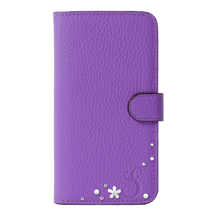 Genuine leather 32 colors Italian shrink leather Initial flower decoration notebook-style case (with belt) Google Pixel series