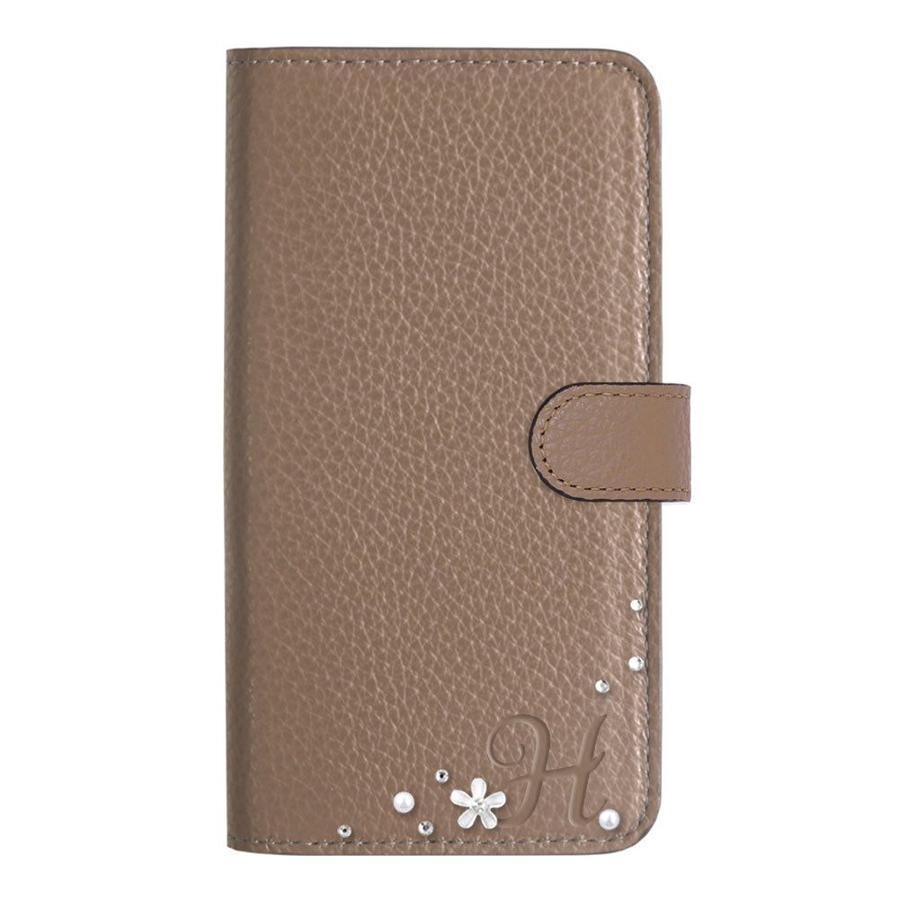 Genuine leather 32 colors Italian shrink leather Initial flower decoration notebook-style case (with belt) Google Pixel series