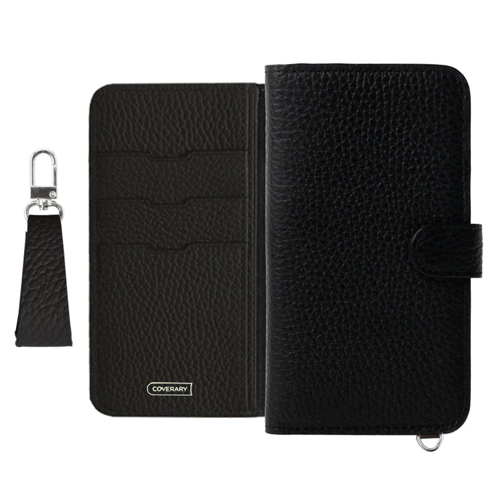 Genuine leather 32 colors Italian shrink leather notebook-style case with finger strap (with belt)