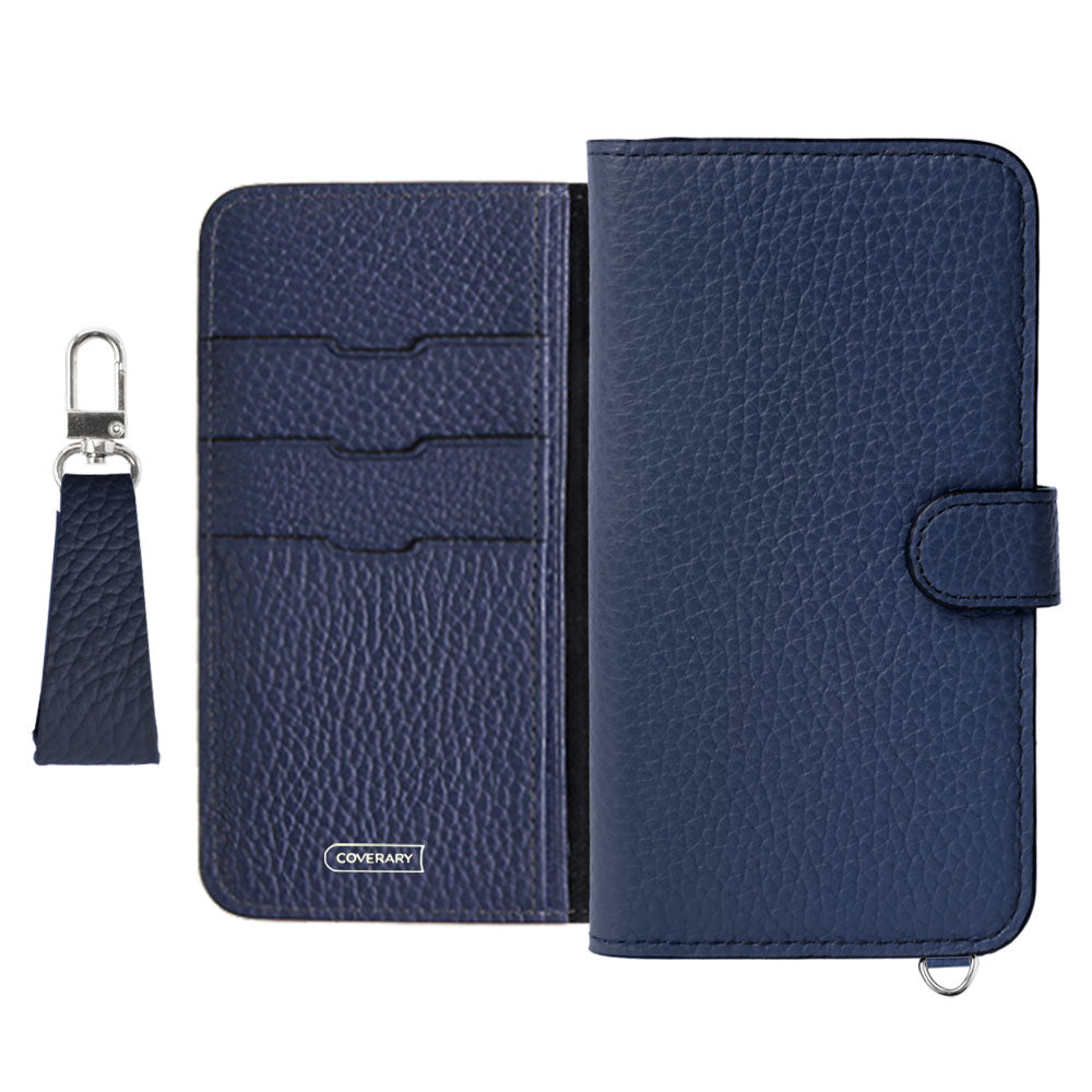 Genuine leather 32 colors Italian shrink leather notebook-style case with finger strap (with belt)