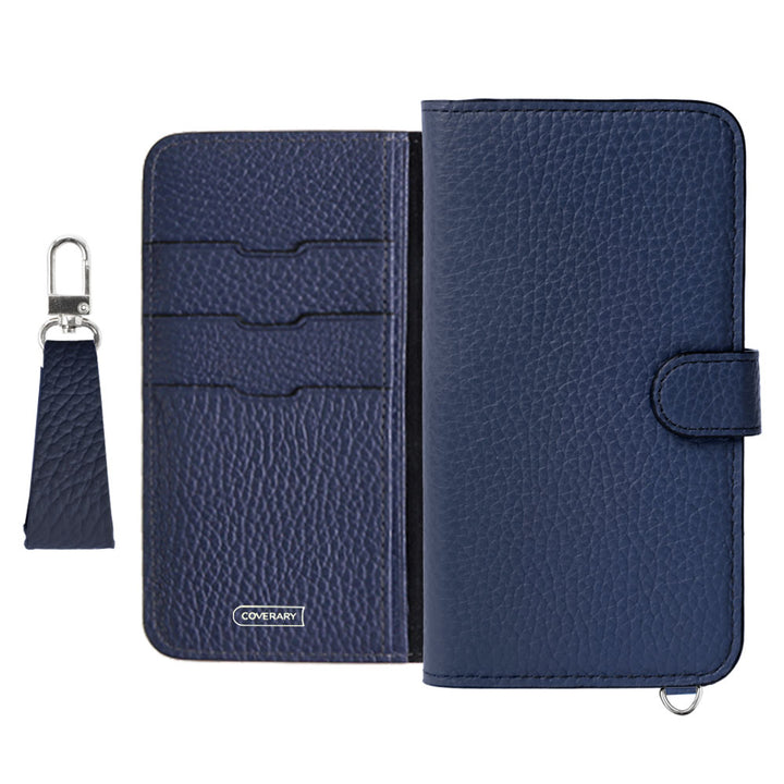 Genuine leather 32 colors Italian shrink leather notebook-style case with finger strap (with belt)