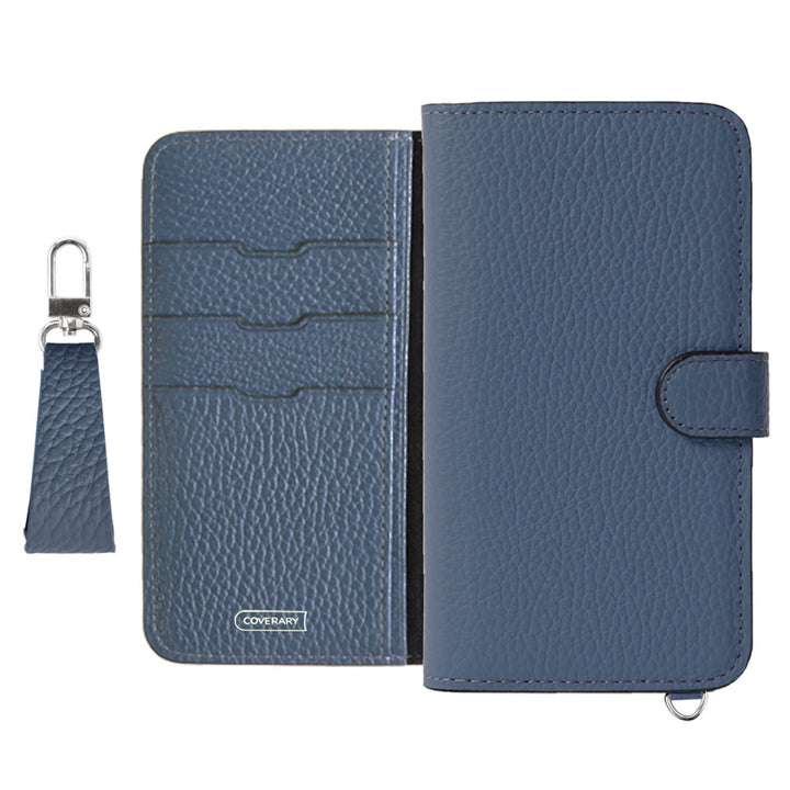Genuine leather 32 colors Italian shrink leather notebook-style case with finger strap (with belt)