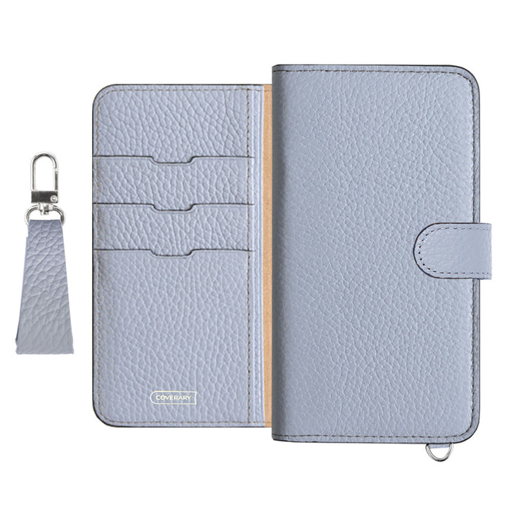 Genuine leather 32 colors Italian shrink leather notebook-style case with finger strap (with belt)