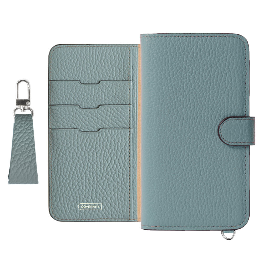 Genuine leather 32 colors Italian shrink leather notebook-style case with finger strap (with belt)