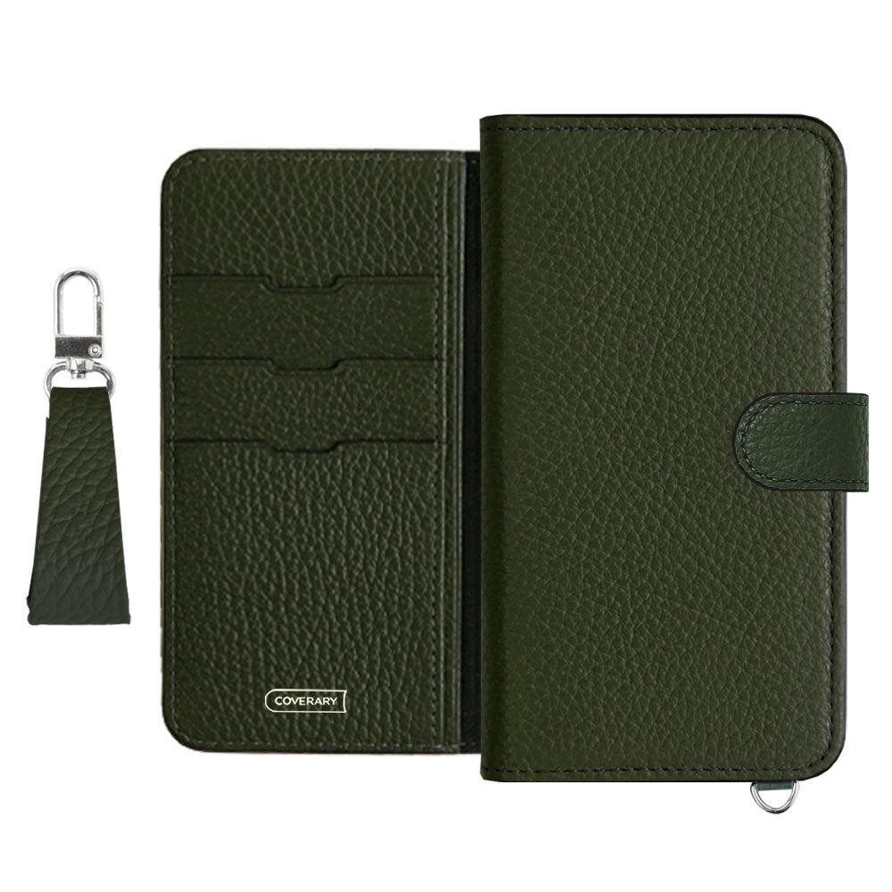 Genuine leather 32 colors Italian shrink leather notebook-style case with finger strap (with belt)