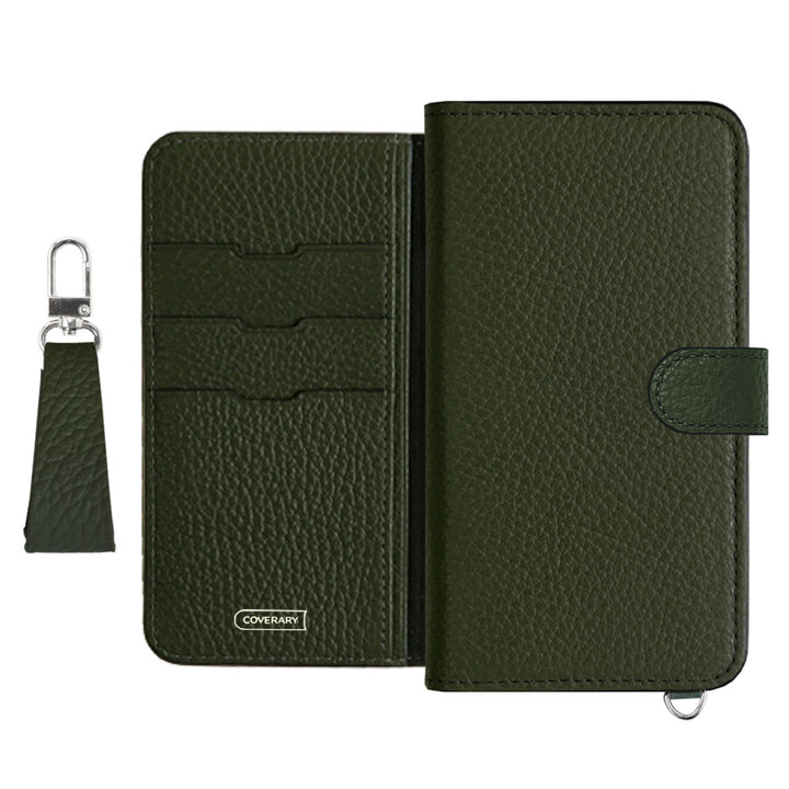 Genuine leather 32 colors Italian shrink leather notebook-style case with finger strap (with belt)