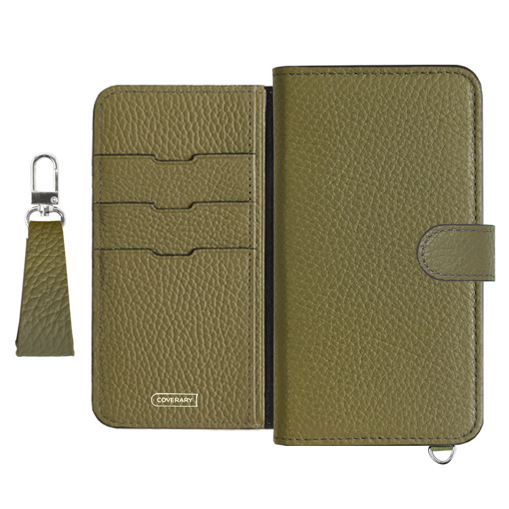 Genuine leather 32 colors Italian shrink leather notebook-style case with finger strap (with belt)