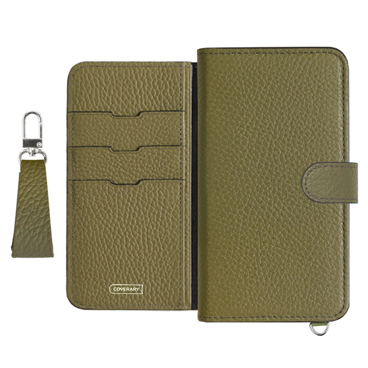 Genuine leather 32 colors Italian shrink leather notebook-style case with finger strap (with belt)