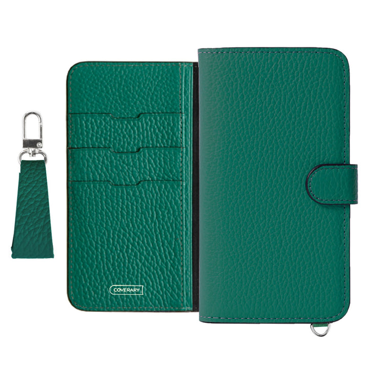 Genuine leather 32 colors Italian shrink leather notebook-style case with finger strap (with belt)