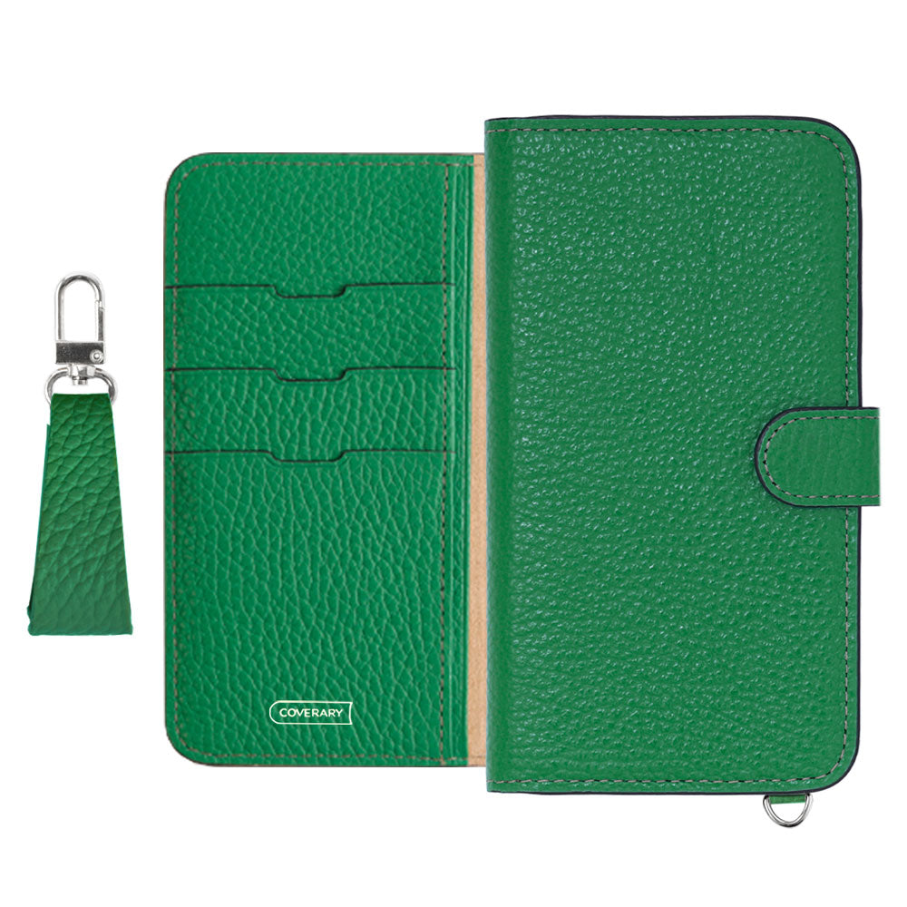 Genuine leather 32 colors Italian shrink leather notebook-style case with finger strap (with belt)
