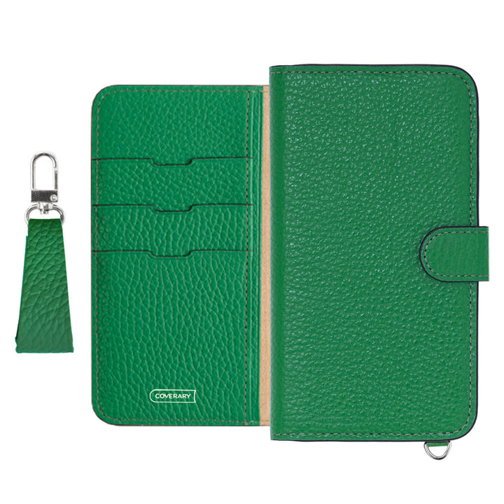 Genuine leather 32 colors Italian shrink leather notebook-style case with finger strap (with belt)