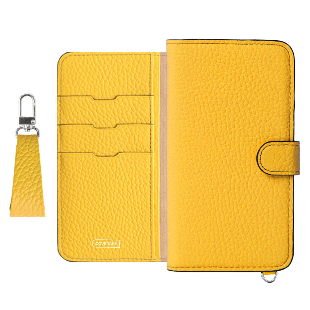 Genuine leather 32 colors Italian shrink leather notebook-style case with finger strap (with belt)