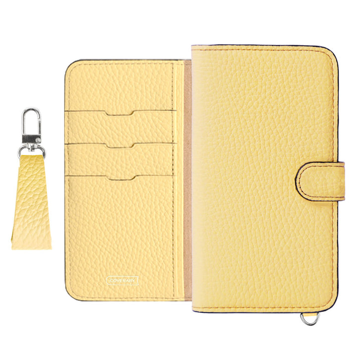 Genuine leather 32 colors Italian shrink leather notebook-style case with finger strap (with belt)