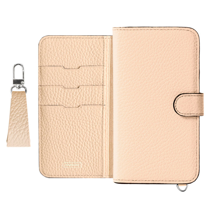 Genuine leather 32 colors Italian shrink leather notebook-style case with finger strap (with belt)