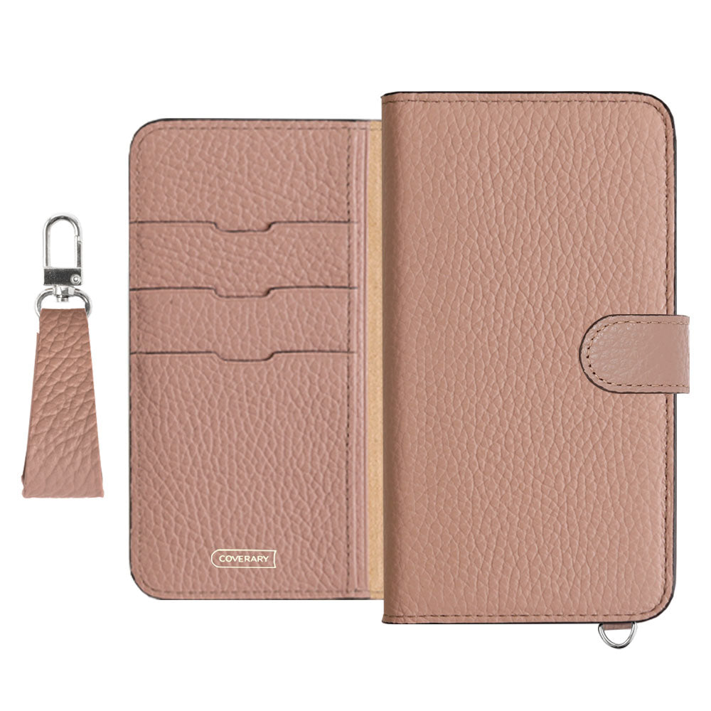 Genuine leather 32 colors Italian shrink leather notebook-style case with finger strap (with belt)