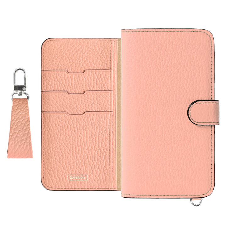 Genuine leather 32 colors Italian shrink leather notebook-style case with finger strap (with belt)