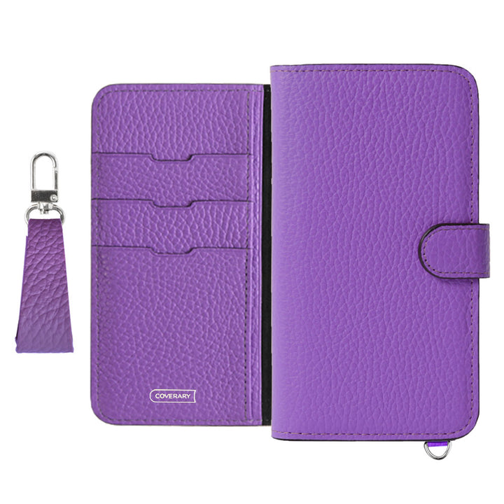 Genuine leather 32 colors Italian shrink leather notebook-style case with finger strap (with belt)