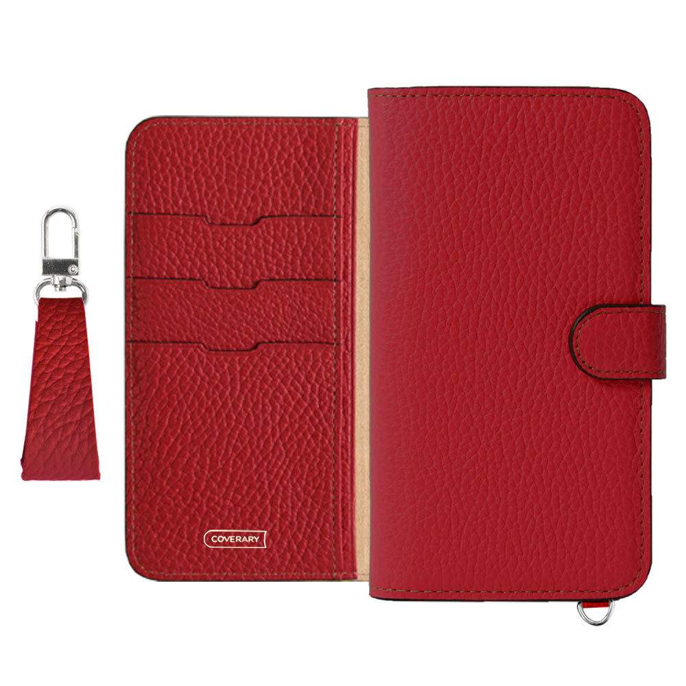 Genuine leather 32 colors Italian shrink leather notebook-style case with finger strap (with belt)