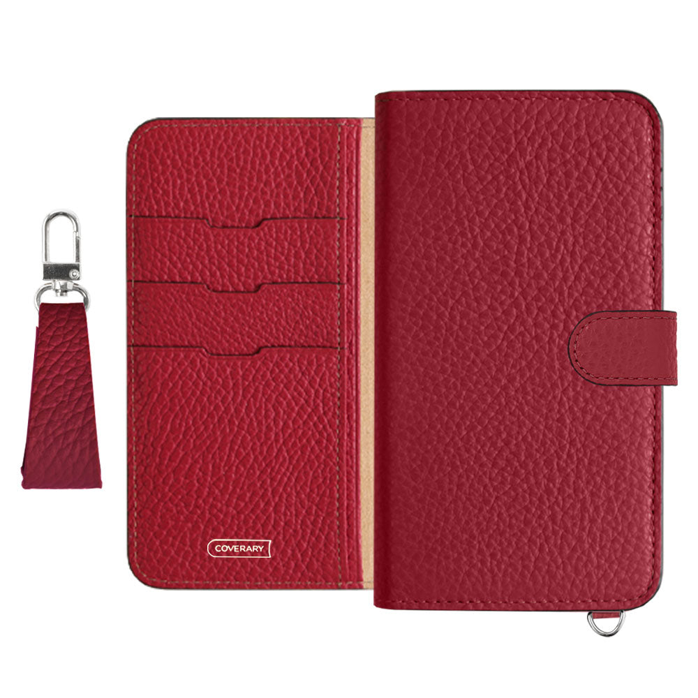 Genuine leather 32 colors Italian shrink leather notebook-style case with finger strap (with belt)