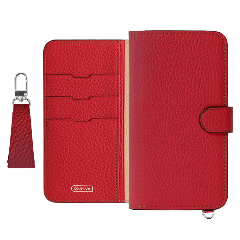 Genuine leather 32 colors Italian shrink leather notebook-style case with finger strap (with belt)