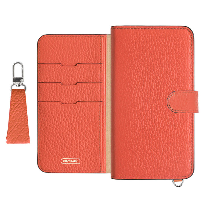 Genuine leather 32 colors Italian shrink leather notebook-style case with finger strap (with belt)