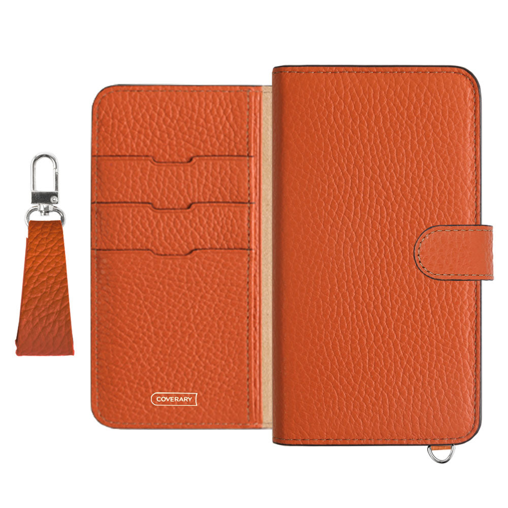 Genuine leather 32 colors Italian shrink leather notebook-style case with finger strap (with belt)