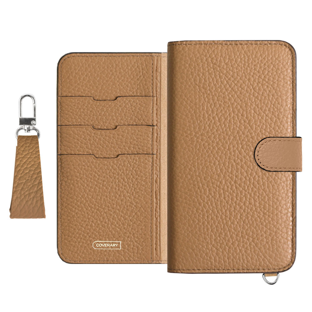 Genuine leather 32 colors Italian shrink leather notebook-style case with finger strap (with belt)