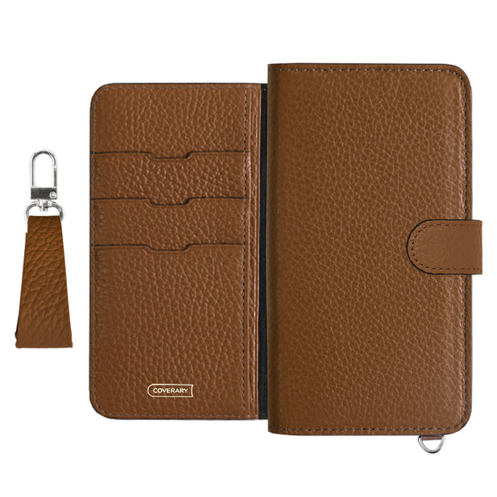 Genuine leather 32 colors Italian shrink leather notebook-style case with finger strap (with belt)