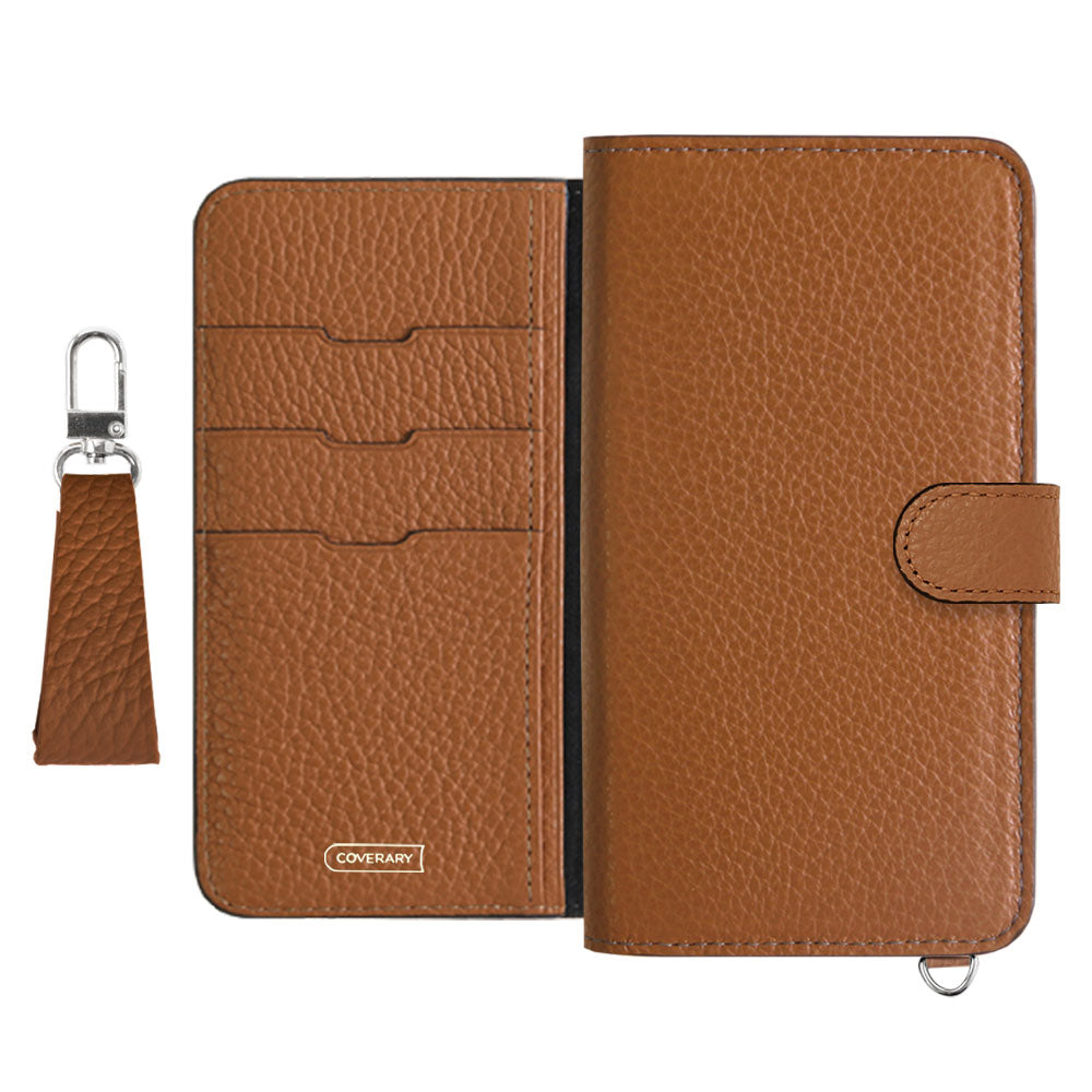 Genuine leather 32 colors Italian shrink leather notebook-style case with finger strap (with belt)