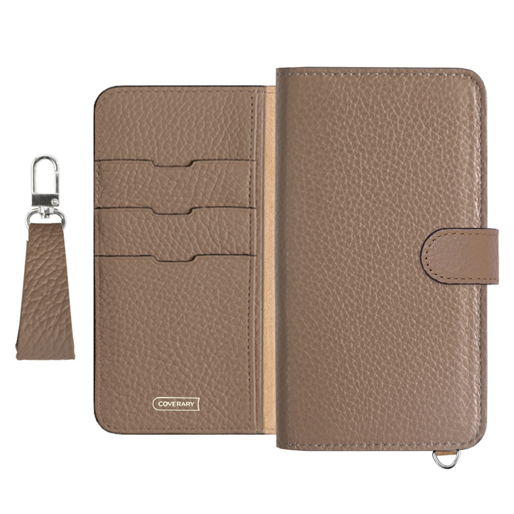 Genuine leather 32 colors Italian shrink leather notebook-style case with finger strap (with belt)