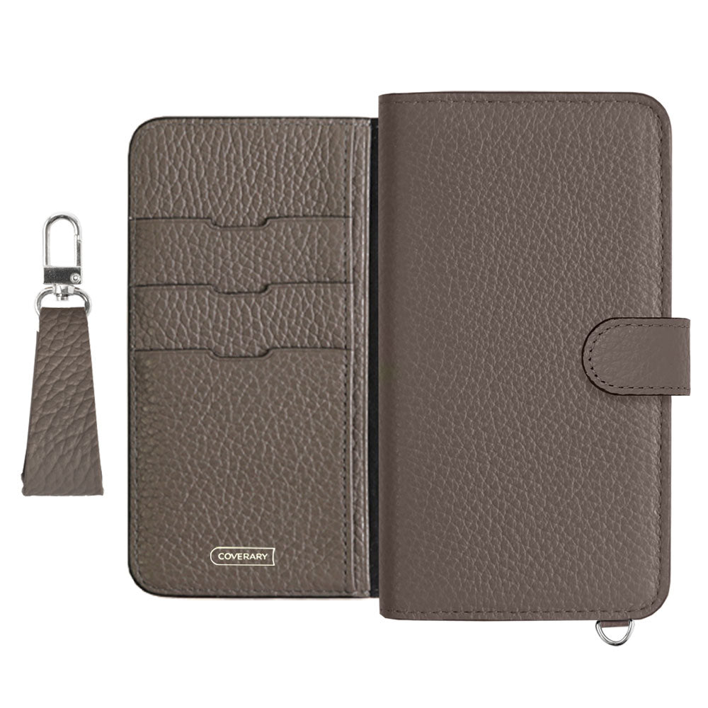 Genuine leather 32 colors Italian shrink leather notebook-style case with finger strap (with belt)