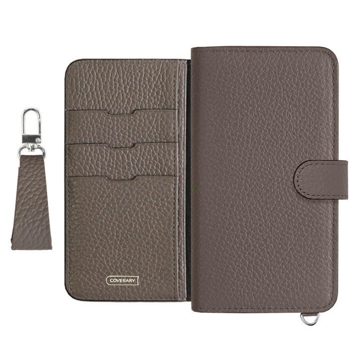 Genuine leather 32 colors Italian shrink leather notebook-style case with finger strap (with belt)