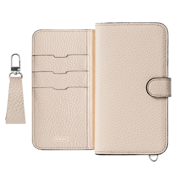 Genuine leather 32 colors Italian shrink leather notebook-style case with finger strap (with belt)